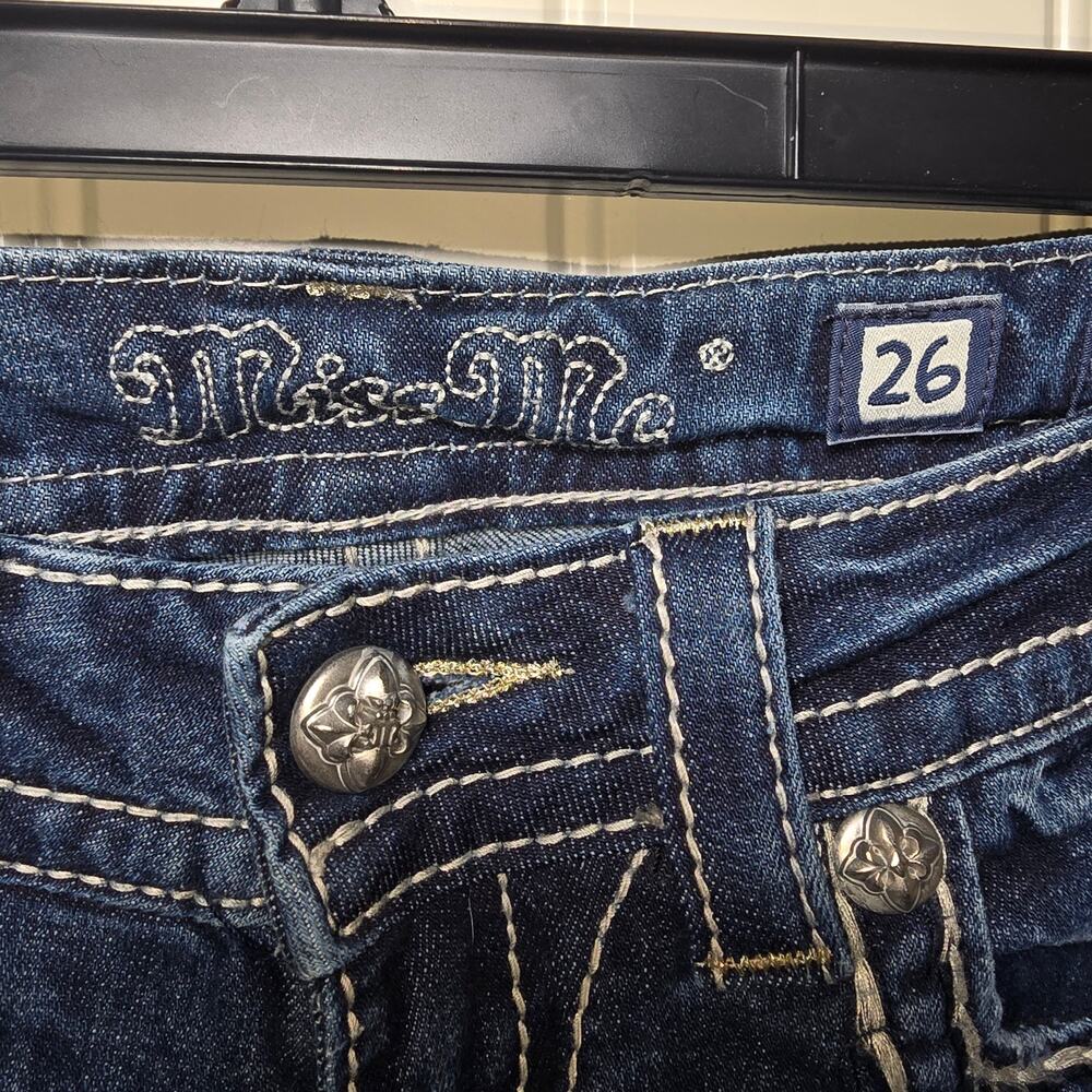 Miss Me Size 26 Signature Skinny Low Rise Jeans Y2K 2000s Retro Embellished - Picture 5 of 8